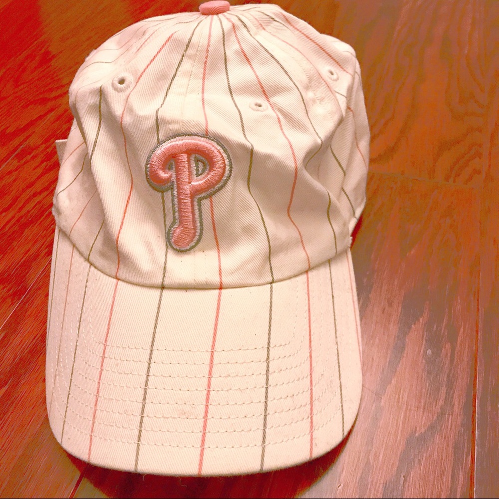 Phillies women's hat with pink pinstripes
